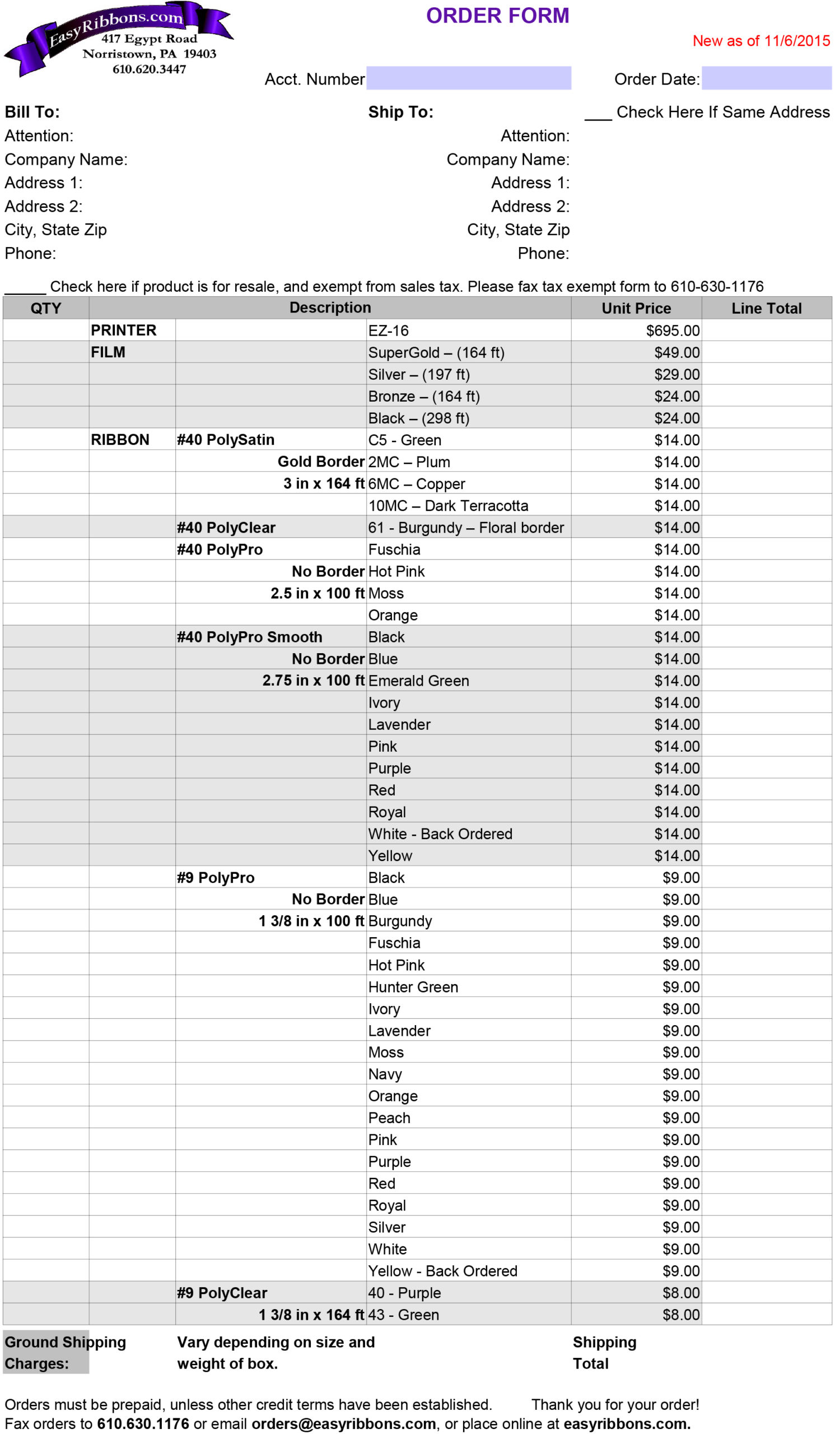 Order Form Image